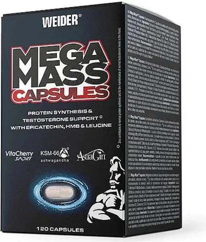 Weider Mega Mass Capsules in schwarz von Weider