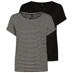 ONLY T-Shirt Damen Top MOSTER Regular Fit (2-tlg) Basic Kurzarm Tee Shirt mit Rundhalsausschnitt schwarz S (36)