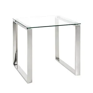 HAKU Möbel Beistelltisch Edelstahl mit Sicherheitsglas 55x55 cm - Moderner Beistelltisch aus glänzendem Edelstahl und 8 mm Sicherheitsglas, ideal für stilvolle Akzente in Ihrem Wohnraum. Belastbar bis 10 kg.