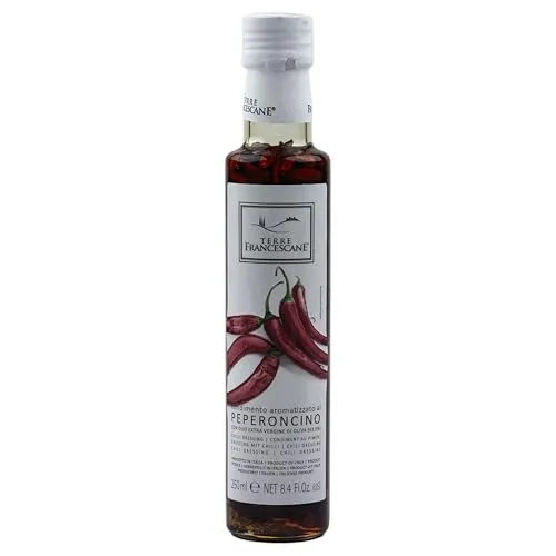 Food-United Chili-Öl 250ml von TERRE FRANCESCANE Extra Natives Olivenöl mit Chili-Schoten Premium-Dressing-Öl aus Italien für Feinschmecker-innen und die mediterrane Küche
