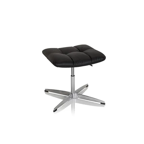 hjh OFFICE 671007 Retro Hocker SARANTO PU Schwarz - Bürohocker im stilvollen Retro-Design, höhenverstellbar für individuellen Komfort und vielseitig einsetzbar als Sitz- oder Fußhocker.