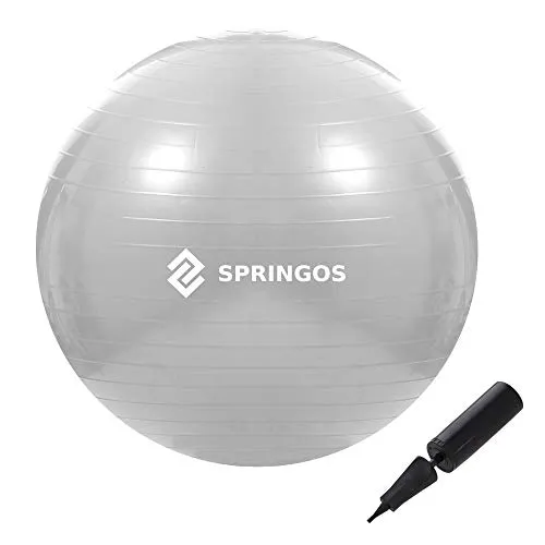 SPRINGOS Gymnastikball 75 cm mit Luftpumpe | Sitzball für Pilates, Yoga, Schwangerschaft, Physiotherapie und Büro | Fitnessball, rutschfest, Belastbar bis 150 kg