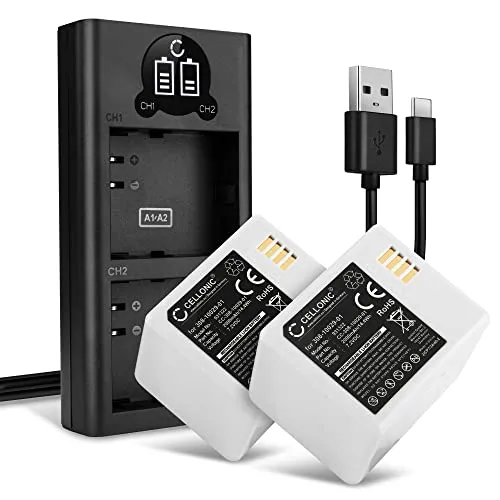 CELLONIC 2X Ersatzakku Arlo A-1, A-1B - Ersatz Akku für Arlo Pro 1, Pro 2 Sicherheitskamera Überwachungskamera 2000mAh + Dual Ladegerät mit Display, Alarmanlage Batterie