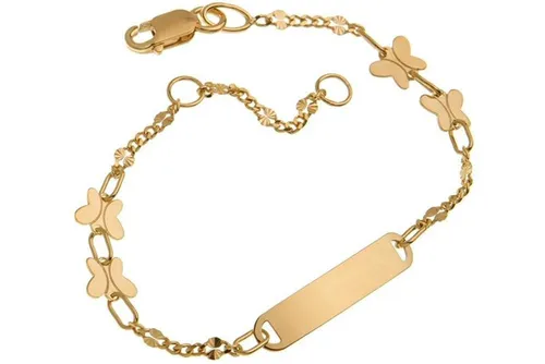 Silberkettenstore Goldarmband Kinder-Gravurarmband Butterlfy - 585 Gelbgold