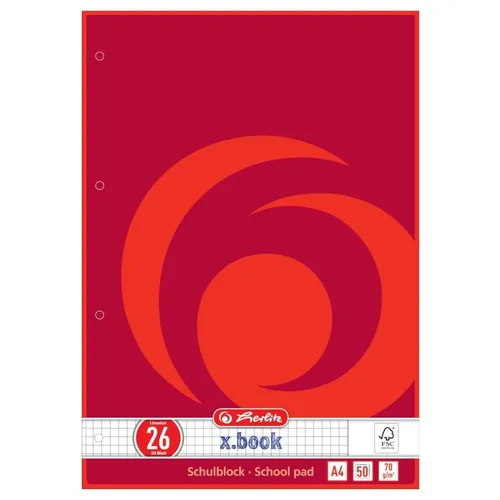 HERLITZ SCHULBLOCK SCHUL BLOCK A4 LINEATUR 26 KARIERT NEU