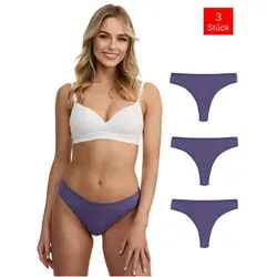 Tazzio String 3er-Pack Damen Tanga F933 (Packung, 3-St) Ripp-Struktur für angenehmen Tragekomfort lila S