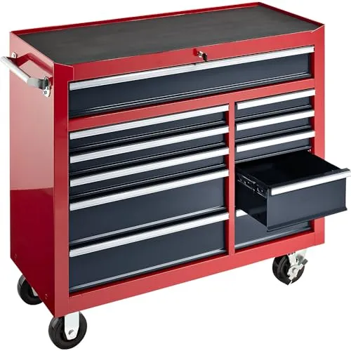 kaiserkraft | Werkstattwagen | HxBxT 1007 x 1067 x 458 mm | 11 Schubladen | rot