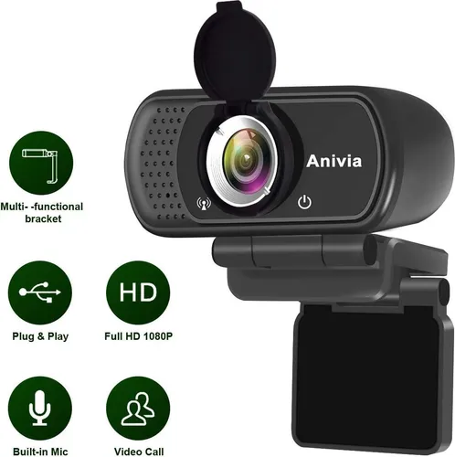 Diyarts Full HD-Webcam (Full HD, Hochauflösende Videokamera, Hohe Auflösung, Rauschunterdrückung, Plug-and-Play)