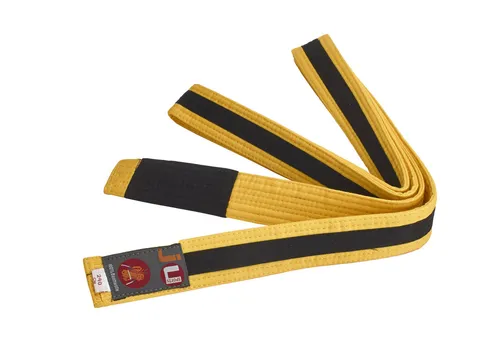 Ju-Sports- BJJ Kindergürtel. gelb/schwarz. 240cm. 4cm breit. 100% Baumwolle.