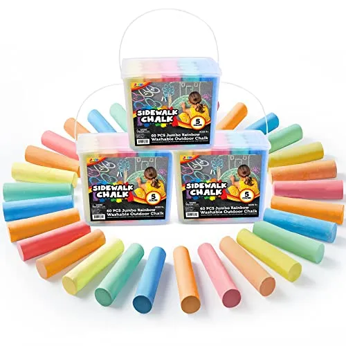 JOYIN 60 Stück Jumbo kreidestifte für tafel abwaschbar Ungiftig Straßenmalkreiden for Art Play, Painting on Chalkboard and Outdoor Playground (quadratisches Gehäuse)