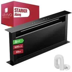 Levivo Deckenhaube A++ 600 m3/h Dunstabzugshaube 60cm und 90cm Umluft & Abluft A++ 600 m3/h Dunstabzugshaube 60cm und 90cm Umluft & Abluft, Aktivkohlefiltern, Fettfiltern, LED-Beleuchtung schwarz 90 cm