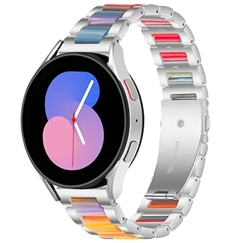Wigento Für Samsung Galaxy Watch 6/5/4 40-44mm/42-46mm/43-47mm/45mm Metall Gliederarmband mit Schnalle, Luxuriös, Unisex, Edelstahl, nicht wasserdicht, Armband, Uhrarmband