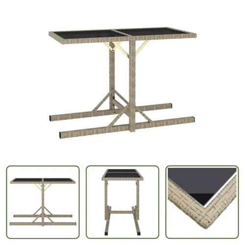 The Living Store Gartentisch Beige 110×53×72 cm aus Poly Rattan