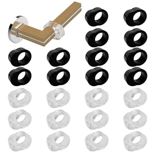 Stück Türklinkenpuffer, Türstopper Klinke, Transparente & Schwarz | Türgriff und Fensterklinke Anschlagdämpfer Stopper zum Schutz vor Macken, Ø18mm, Für die meisten Türgriffe Geeignet 24