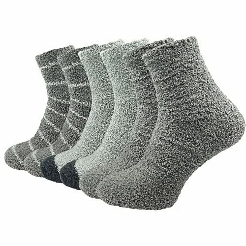 GAWILO Damen Kuschelsocken (6 Paar) weiche & flauschige Haussocken - Wintersocken | warme Bettsocken - Schlafsocken - Plüschsocken (DE/NL/SE/PL, Numerisch, 39, 42, Regular, Regular, grau)