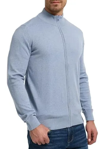 Indicode Herren Lau Strickjacke mit Stehkragen | Moderner Cardigan für Männer Light Blue Mix, S - Stylische Strickjacke mit durchgehendem Reißverschluss für einfaches An- und Ausziehen. Regular Fit für optimalen Tragekomfort. Hochwertige Materialien und modernes Design, ideal für den Alltag!