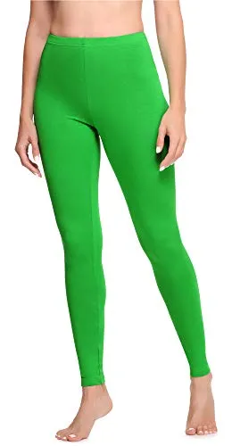 Ladeheid Damen Lange Leggings aus Baumwolle LA40-133 (Grün, M)
