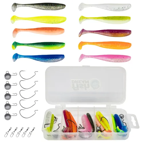 Fishdream Cheburashka Set Gummifische + Jigköpfe 26 Teile Barschköder Zanderköde