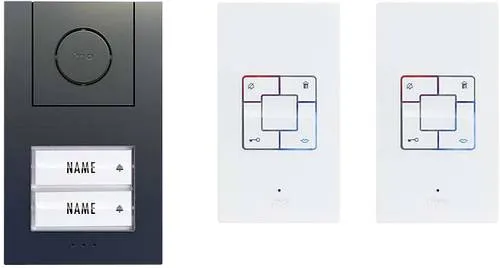 VISTUS AD-ALU 4020 A Audio Türsprechanlage - Audio-Türsprechanlage für 2-Familienhäuser, mit 9 wählbaren Klingeltönen und eleganter anthrazit-weißer Farbgestaltung, inklusive 1 Außenstation und 2 Innenstationen.
