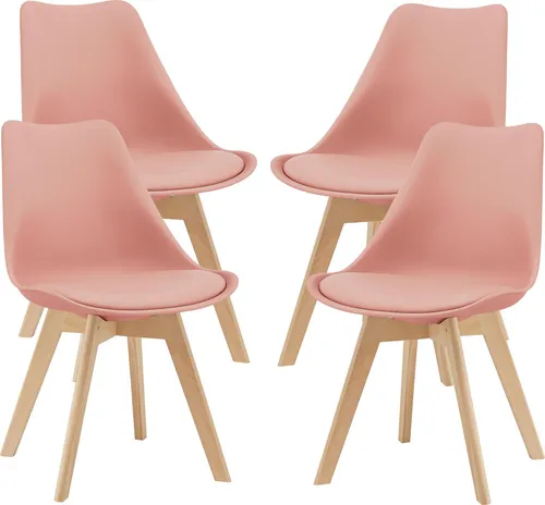 Esszimmerstuhl ’Fläten’ 4er Set – Polsterstuhl in Rosé in pink von en.casa