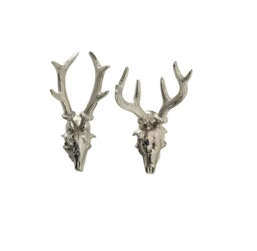 BOLTZE Wanddekoobjekt Geweih Wand Hänger Silber Hirschkopf Jagd 2er Set (2 St)