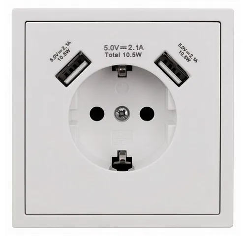 DIW Schalter SHALLOW-Weiss Komponenten ESH-361 Steckdose + 2xUS