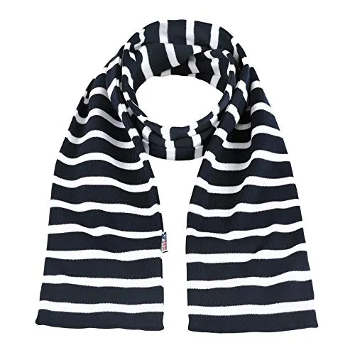 modAS Unisex Bretonischer Schal mit Streifen und uni verschieden Farben - Herrenschal Damenschal Kinderschal 20x160 cm in Blau-Weiß