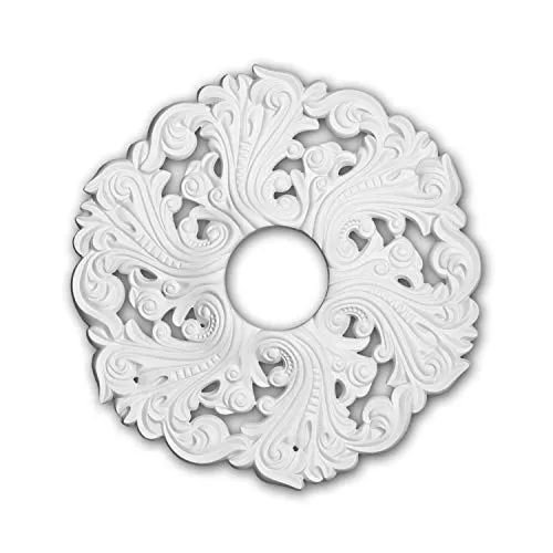 Profhome Decor - Rosette profhome 156003, elegantes Zierelement im Rokoko Barock Stil - Sonstige Wanddekoration, stilvolles Zierelement aus robustem Polyurethan, ideal für Innen- und Außenbereich mit einem Durchmesser von 52 cm.