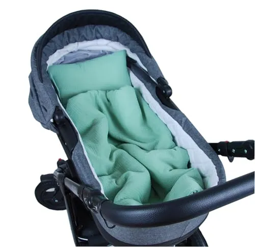 Babylux Babydecke MUSSELIN Kinderwagen Decke 75x60cm Kuscheldecke Stubenwagen MPM (Grün)
