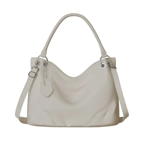 Damen Hand Shopper City Umhänge Tasche aus echtem veganen Leder 30617 Beige - Damentaschen, elegante Schultertasche aus pflegeleichtem, veganem Leder mit Innenfächern für optimalen Komfort und Stil.