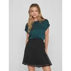 Vila T-Shirt VIELLETTE S/S SATIN TOP/SU - NOOS - Stylisches Shirt in Grün und Schwarz, aus schnelltrocknendem Polyester, ideal für lässige Outfits und den Alltag.