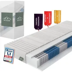 hERZtal Federkernmatratze 100x200 - Ergonomische 7 Zonen Matratze - Matratzen mit 7 Zonen Unterstützung für optimale Körperanpassung, Oeko-TEX zertifiziert und atmungsaktiver Bezug für ein verbessertes Schlafklima.