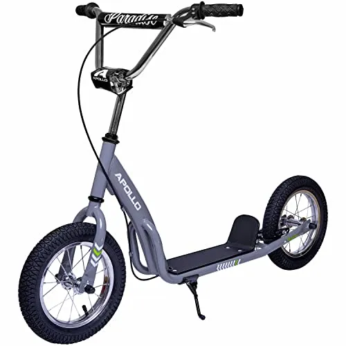 Apollo Scooter Retro Scooter Paradise City Roller mit 12,5 Zoll Luftreifen - Roller für Kinder und Jugendliche mit extra breiter Trittfläche, höhenverstellbarem Lenker und rutschfesten Handgriffen – ideal für Spaß und Bewegung im Freien.