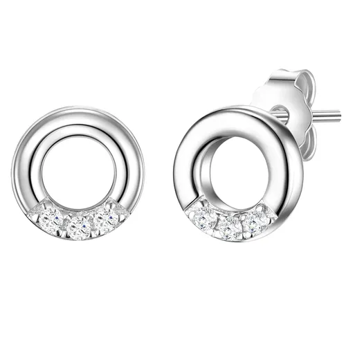 Glanzstücke München Damen Ohrringe aus 925/- Sterling Silber - Elegante Ohrstecker mit Zirkonia, rhodiniert für zusätzlichen Glanz und ideal für besondere Anlässe oder den Alltag.