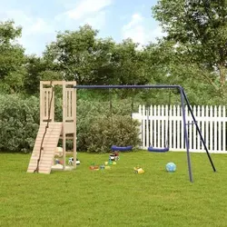 vidaXL Spielturm Massivholz Kiefer - Spielplatz für Abenteuer im Garten, aus robustem Kiefernholz mit Kletterwand, Schaukeln und Sandkasten – ideal für Kinder von 3-8 Jahren.