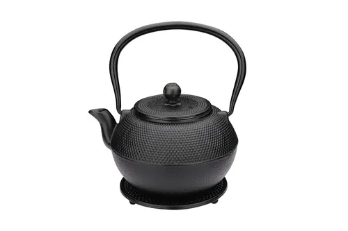 WEIS Teekanne aus Gusseisen - Teekocher mit 1,1 Liter Volumen, speichert Wärme optimal und verhindert Nachbittern. Inkl. Edelstahlfilter und stabiler, einklappbarer Henkel für sicheren Genuss.
