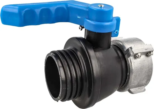 tecuro IBC Adapter Kugelventil S60 x 6 - Gartenbewässerung Zubehör mit hochwertigem Kugelventil für schnelle Entnahme großer Mengen. Ideal für IBC Tanks, robust und langlebig mit Aluminium-Überwurfmutter.