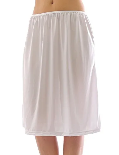 Maxi Unterrock Gummibund Falten Rock Skirt Maxirock Weiß L/XL