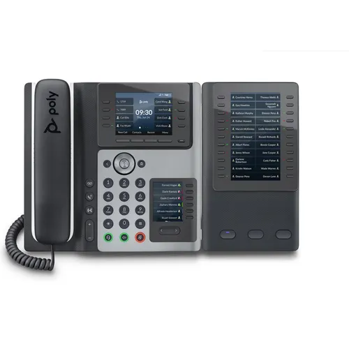 POLY Edge E450 IP Telefon – PoE-fähig und vielseitig - Festnetztelefon mit 8 Linien, IPS-Display (3.5