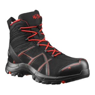 Sicherheitsstiefel BLACK EAGLE Safety 40.1 mid, S3, schwarz/rot - Größe UK 6.5 / EU 40 - Arbeits- & Schutzkleidung, wasserdicht und atmungsaktiv dank GORE-TEX, mit durchtrittsicherer Sohle und hohem Klimakomfort für flexiblen Einsatz.