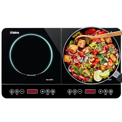 Iskra® Induktionskochfeld 2 Platten – 3500W Leistung für schnelles Kochen