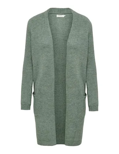ONLY Damen Lange Strickjacke mit Taschen | Stretch Casual Langarm Gerippt - Strickjacken für Damen, weicher und warmer Cardigan mit zwei praktischen Taschen, ideal für jeden Anlass