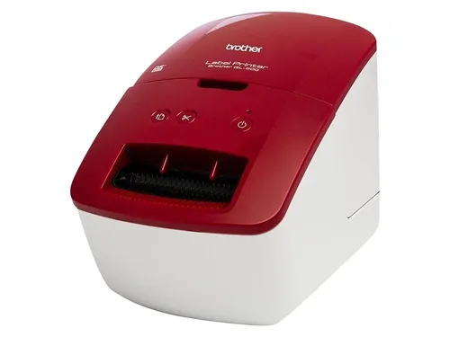 Brother QL-600R - Rot Etikettendrucker mit USB-Schnittstelle, schnelle 44 Etiketten pro Minute und automatische Schneideeinheit