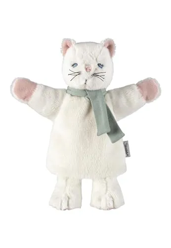 Sterntaler Kinder Handpuppe Katze - weiches Spielzeug zum Puppentheater, Erzählen, Kuscheln & Sprachförderung – perfekter Spielkamerad & Geschenkidee - für Jungen & Mädchen, weiß/rosa