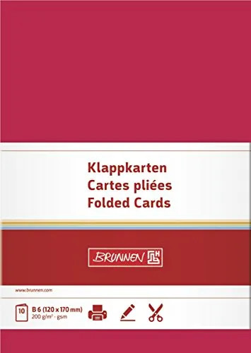 BRUNNEN 105125524 Brief-/Falt-/Visitenkarte (unbedruckt Doppelkarte, B6 120 x 170 mm, 200 g/qm, 1 Stück) mittelrot