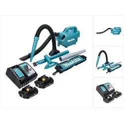 Makita DCL 184 RA Akku Staubsauger 18 V - Akku Staubsauger mit 54 mbar Saugkraft, 0,5 l Behälter und 2x 2,0 Ah Akkus – ideal für kabelloses Reinigen in Haus und Garten.