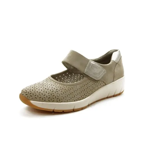 Jana Damen Halbschuhe mit Klettverschluss Vegan, Braun (Taupe), 41 EU - Slipper & Mokassins für Damen, mit herausnehmbarer Einlegesohle für individuellen Komfort und idealer Passform – perfekt für breite Füße und vielseitig kombinierbar.