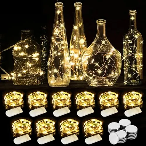 Produktbild WEARXI Lichterkette Batterie, 10 Stück 2M 20 Mini LED Lichterkette mit Batterie, Lichterkette Innen, LED Lichterketten Batteriebetrieben, Lichterketten für Zimmer Deko, Hochzeitsdeko, Weihnachtsdeko