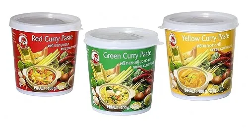 COCK BRAND Mix 3 x 400 g Paste Curry Gelb Grün und Rot von Cock