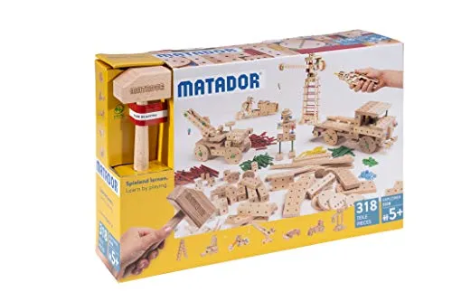 MATADOR 11318 - Explorer E318 Konstruktionsbaukasten - Baukästen & Bausteine - Fördert Kreativität und dreidimensionales Denken mit 318 Teilen für unendlichen Spielspaß ab 5 Jahren!